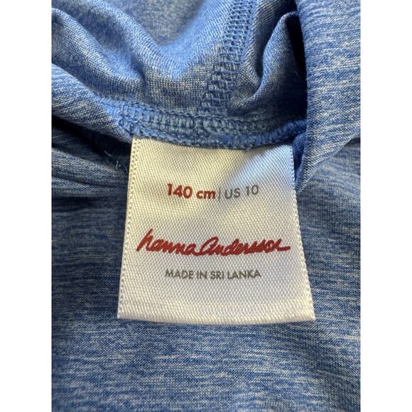 Hanna Andersson Lightweight Blue Hoodie Hooded Sweatshirt Thumb Holes Size 10 - Picture 2 of 6